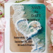 Flexible Beach Wedding Monogram Hearts in the Sand Magnet