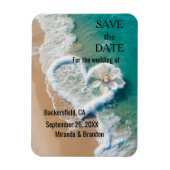 Flexible Beach Wedding Monogram Hearts in the Sand Magnet (Vertical)