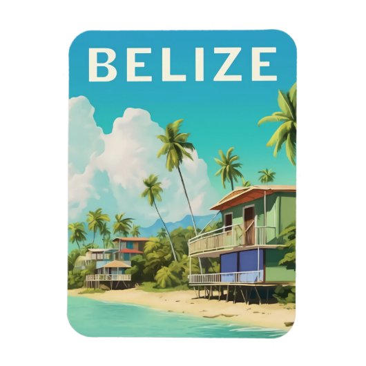 Flexible Belize Beach House Voyage Souvenir Magnet (Vertical)