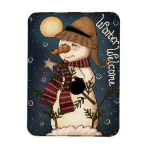 Flexible Bienvenue hiver Snowman Premium Magnet