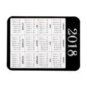 Flexible Black Grey 2018 Calendrier Refrigerator Magnet (Horizontal)