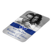 Flexible Bleu, Coeurs d'argent Sauvez la date Photo Magnet (Côté Gauche)