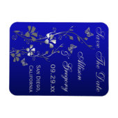 Flexible Bleu, Papillon Argent Floral Save Date Magnet (Horizontal)