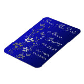 Flexible Bleu, Papillon Argent Floral Save Date Magnet (Côté Gauche)