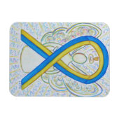 Flexible Blue and Yellow Awareness Ribbon Angel Magnet Gift (Horizontal)