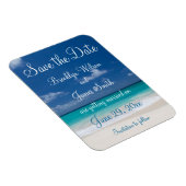 Flexible Blue Beach Wedding Enregistrer La Date Magnet (Côté Droit)