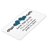 Flexible Blue Elegant Hearts Save the Date Magnet (Côté Gauche)