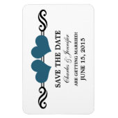Flexible Blue Elegant Hearts Save the Date Magnet (Vertical)