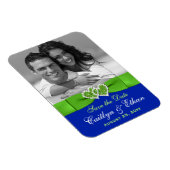 Flexible Blue, Green Hearts Save the Date Photo Magnet (Côté Droit)