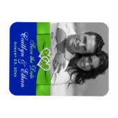 Flexible Blue, Green Hearts Save the Date Photo Magnet (Horizontal)