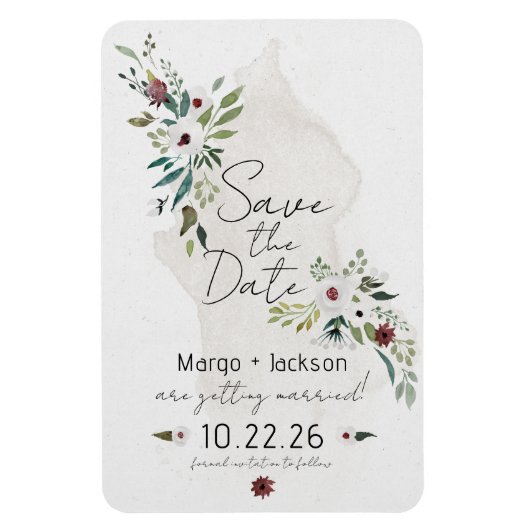 Flexible Boho Watercolor Magnet Réservez la date Floral (Vertical)