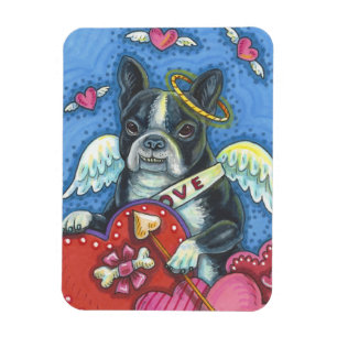 Flexible Boston Terrier Cupid DOG VALENTINE MAGNET