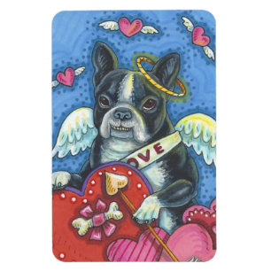 Flexible Boston Terrier Cupide CHIEN VALENTINE MAGNET Large