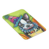 FLEXIBLE BOSTON TERRIER HALLOWEWEEN CLOWN, MAGNET DE CHIEN  (Côté Droit)