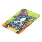 FLEXIBLE BOSTON TERRIER HALLOWEWEEN CLOWN, MAGNET DE CHIEN  (Côté Gauche)