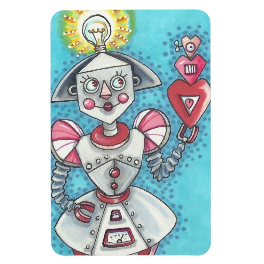 Flexible Bright Idea GIRL ROBOT COEURS MAGNET *Big (Vertical)