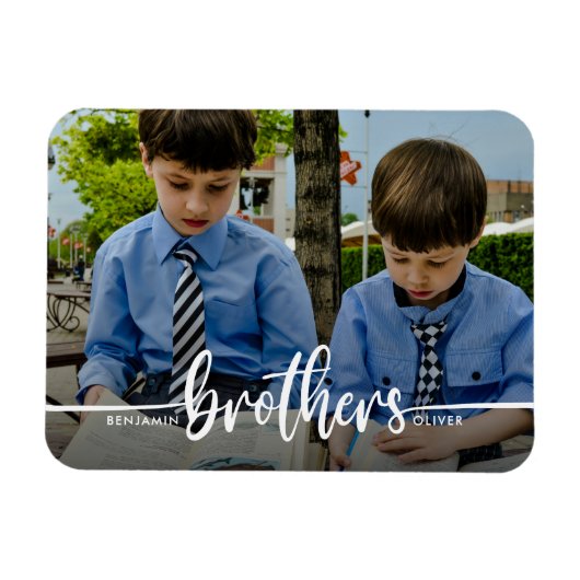 Flexible Brothers Script Modern Photo Magnet (Horizontal)