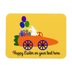 Flexible Bunny Riding Carrot Car #3 Magnet