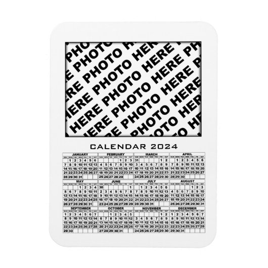 Flexible Calendrier 2024 Ajouter 1 Photos Magnet Blanc (Vertical)