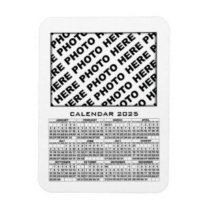 Flexible Calendrier 2025 Ajouter 1 Photos Magnet Blanc