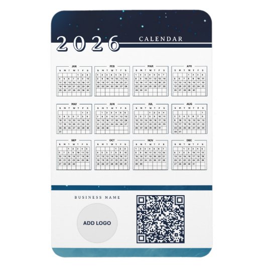 Flexible Calendrier 2026 Ajouter Logo Code QR Magnet flexib (Vertical)