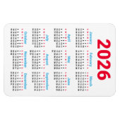 Flexible Calendrier 2026 Magnet | Thème : couleurs du drape (Horizontal)