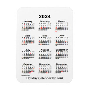 Flexible Calendrier des Fêtes Blanches 2024 par Janz Magnet