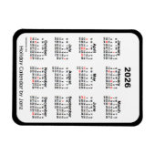 Flexible Calendrier des fêtes noires 2026 par Janz Magnet (Horizontal)