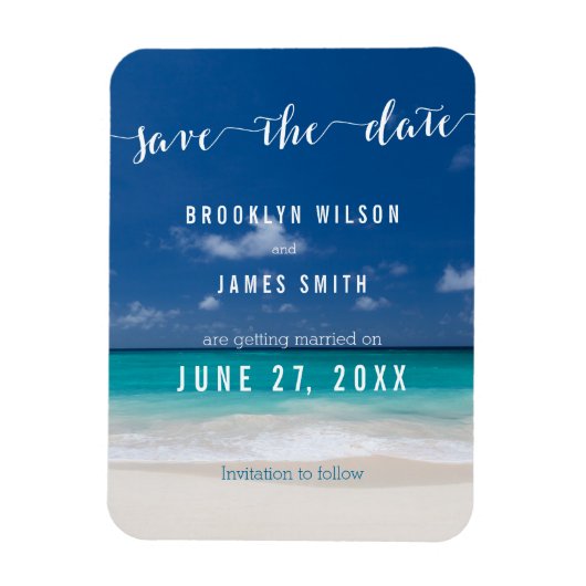 Flexible Calligraphy Beach Mariage Magnet Réservez la date (Vertical)