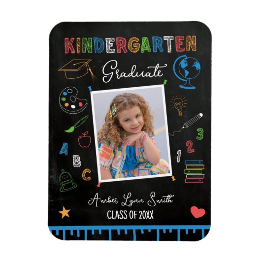 Flexible Chalkboard Kindergarten Graduation Magnet (Vertical)