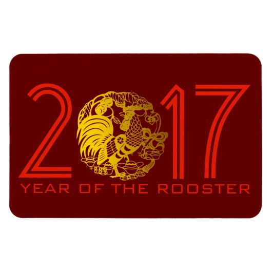 Flexible Chine Papercut Rooster Année 2017 Magnet (Horizontal)