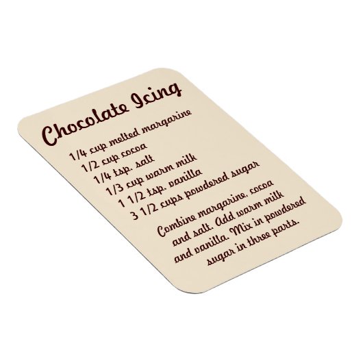 Flexible Chocolate Icing Recipe Fridge Magnet (Côté Droit)