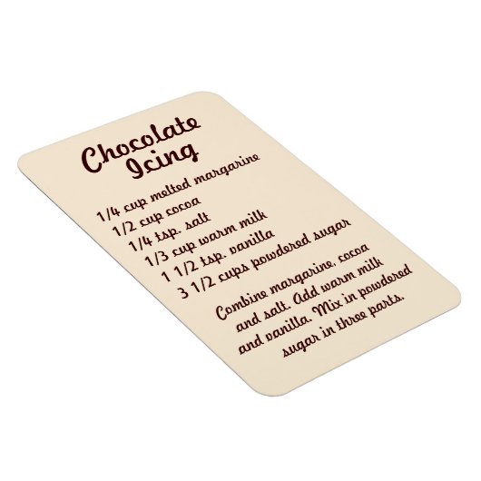 Flexible Chocolate Icing Recipe Fridge Magnet (Côté Droit)
