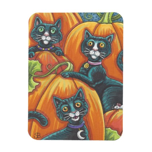 Flexible Citrouille de chat noir Patch Halloween Magnet Hol (Vertical)