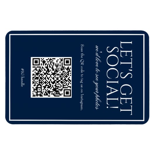 Flexible Classique simple bleu QR Code Social Media Magnet (Horizontal)