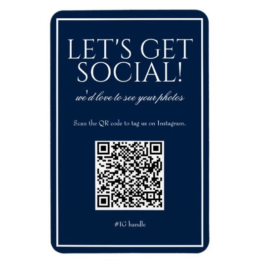 Flexible Classique simple bleu QR Code Social Media Magnet (Vertical)