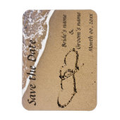 Flexible Coeurs dans le sable Magnet Réservez la date (Vertical)