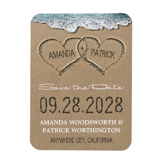 Flexible Coeurs sur la plage de sable Magnet Réservez la da (Vertical)