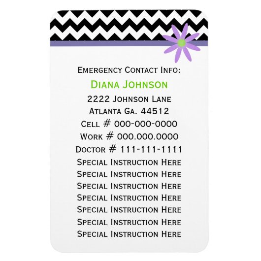 Flexible Contact d'urgence : Babysitter Premium Magnet (Vertical)