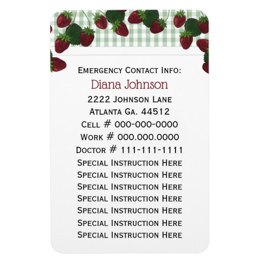 Flexible Contact d'urgence : Babysitter Premium Magnet (Vertical)