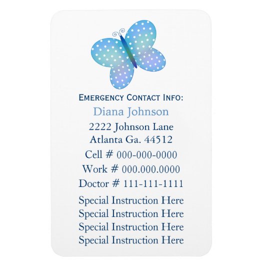 Flexible Contact d'urgence : Babysitter Premium Magnet (Vertical)