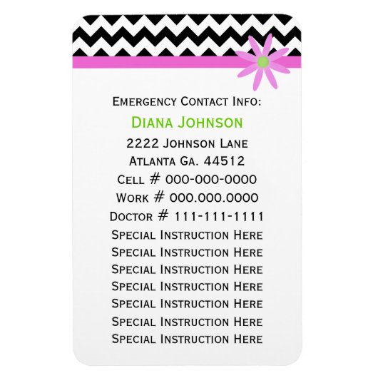 Flexible Contact d'urgence : Babysitter Premium Magnet (Vertical)