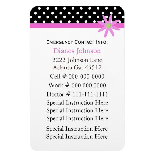 Flexible Contact d'urgence : Babysitter Premium Magnet (Vertical)