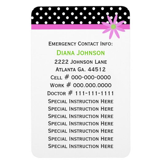 Flexible Contact d'urgence : Babysitter Premium Magnet (Vertical)