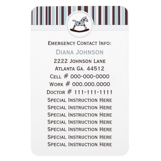 Flexible Contact d'urgence : Rocking Horse Premium Magnet (Vertical)