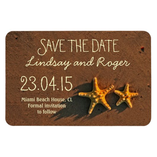 Flexible couple d'étoiles de plage Magnet Réservez la date (Horizontal)