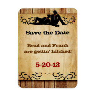 Flexible Cowboy Grooms Mariage gay Save the Date Magnet