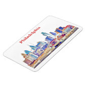 Flexible Croquis couleur Philly Skyline Premium Magnet (Côté Gauche)