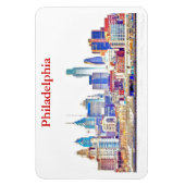 Flexible Croquis couleur Philly Skyline Premium Magnet (Vertical)