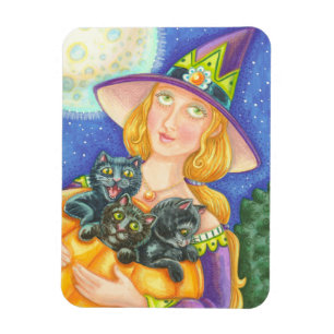 FLEXIBLE CUISINE EN CHAT NOIR & TÉMOIN, MAGNET HALLOWEEN